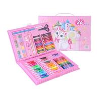 Drawing Set, Art Box, Trifold Easel Deluxe Set Double Sided Creative Tools Easy Storage Gift Ready, Sketch Pad with Oil Pastels Crayons, Colored Pencils, Markers, Paint Brush, Watercolor Cakes for Chi