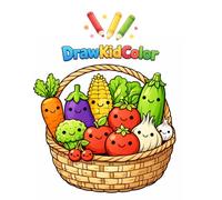 DrawKidColor Fruits and Vegetables Coloring Book for Kids Ages 2-5: 30 Simple and Cute Food Illustrations for Toddlers and Preschoolers