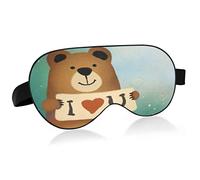 Drawn Cute Bear I Love You Sleep Eye Mask, Sleeping Mask & Blindfold con diadema elástica Soft Comfort Eyeshade Sleep Cover para siesta de yoga de viaje