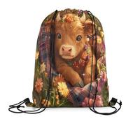Drawstring Backpacks Linda Vaca De Las Tierras Altas Gran Capacidad Bolsa con Cordón Calidad Bolsa Deporte para Yoga Acampada Fútbol