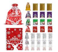 Drawstring Christmas Bags | 33-Piece Lightweight Reusable Colorful,Christmas Treat Package Pouch | Retail Store Fixtures For Cookie Snack Chocolate Party Favors Toys Jewelry Kids Adults Friends Family