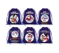 Drawstring Christmas Pouches, 6-Piece 10x12cm Flannel Gift Bags for Holiday Treats, Toys, Candy, Kids, Birthday, Wedding, Party, Festive Storage, Packaging