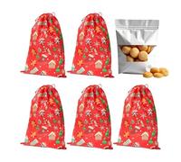 Drawstring Christmas Treat Bags,Reusable Cookie Sack | Holiday Gooide Bag with Ropes,for Party Favors Stocking Stuffers Family Gatherings Books Toys Department Stores Shops Office Teachers