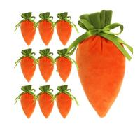 Drawstring Easter Bags, Cute Carrot-Themed Gift Bags for Kids, 7.9 x 4.7 Inches Set of 10 Spring Basket Stuffers, Perfect for Egg Hunt Activities & Party Favors for Girls and Kids