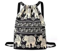 Drawstring Foldable Large Capacity Dry-Wet Separation Travel Sports Backpack, Draw String Back Bag, Beach Bag Backpack (2#Elephant)