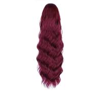 Drawstring Ponytail Hair Extensions for Women,Long Curly Wavy Pony Tail Synthetic Hairpiece for Daily Use Hair Extension for Daily Use(Red,30inch)