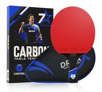 DRAXX SPORTS - Raqueta de Ping Pong Carbono | Grado 7 Estrellas | Confirmado Profesional | para Principiantes & Pro | Funda Protectora Reforzada | Entrenamiento y Competición