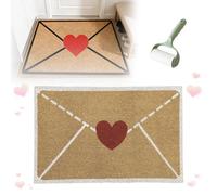 Drbrrly Envelope Door Mat, Envelope Heart Artificial Coir Door Mat, Valentine Rug Outdoor, Non-Slip Rubber Backing Heart Envelopes Welcome Mats for Indoor & Outdoor (B, 80 x 120 cm)