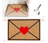 Drbrrly Envelope Door Mat, Envelope Heart Artificial Coir Door Mat, Valentine Rug Outdoor, Non-Slip Rubber Backing Heart Envelopes Welcome Mats for Indoor & Outdoor (A, 40 x 60 cm)