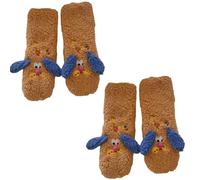 Drbrrly Fluffy Slipper Socks Women, Cozy Monster House Socks with Long Shaggy Plush, Non-Slip Winter Bed Socks, Warm Indoor Slippers for Home Office Camping