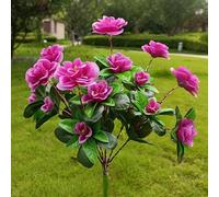 Drbrrly Memorial Garden Bloom Lights, Ultra-Realistic Artificial Azalea Solar Stake Lights, Weatherproof Outdoor Decorative Lighting for Yard, Patio, Pathway, Lawn and Cemetery (B)