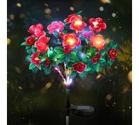 Drbrrly Memorial Garden Bloom Lights, Ultra-Realistic Artificial Azalea Solar Stake Lights, Weatherproof Outdoor Decorative Lighting for Yard, Patio, Pathway, Lawn and Cemetery (D)