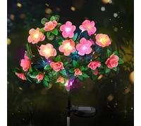 Drbrrly Memorial Garden Bloom Lights, Ultra-Realistic Artificial Azalea Solar Stake Lights, Weatherproof Outdoor Decorative Lighting for Yard, Patio, Pathway, Lawn and Cemetery (A)