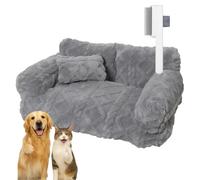 Drbrrly Premium Orthopedic Pet Sofa Bed for Dogs and Cats - Calming Plush Lounger with Removable Washable Cover, Non-Slip Bottom and Joint Support - Cozy Sofas & Chairs for Dogs (Light Gray, L)