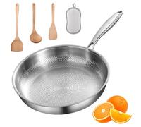 Drbrrly Sarten Mireve, Sartén Mireve Titanio Martillada con Tapa - Antiadherente Natural, Libre de PFOA/PTFE, Fácil de Limpiar y Superduradera, para Todo Tipo de Cocinas (Sin tapa, 28cm)