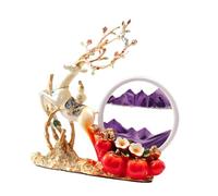 drburpily Adornos de Reloj de Arena con Pintura Arena Resina, decoración artística para escritorios del hogar, Escultura Ciervo, Adornos Reloj