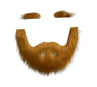 drburpily Bigotes autoadhesivos novedosos para Fiestas de Disfraces de Halloween y Navidad, Ideales para Cosplay y para parecer un Anciano. Llevar Barba y Cejas, Marrón Amarillento, Bigote 15x19.5cm
