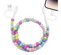 drburpily Cargador de Cuentas de Colores 4 en 1 con Cable múltiple, Lindo Material acrílico Perlado, Compatible con la transmisión Carga del teléfono
