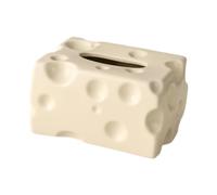 drburpily Dispensador de pañuelos de cerámica con tapa que añade un toque de extravagancia a tu hogar con un original juego de quesos para iniciar, Beige, 15.5 x 12 x 9 cm