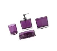 drburpily Elegante kit esencial para baño, botella de loción, soporte para cepillo de dientes, jabonera, juego para baño moderno, 1 caja jabón limpia, Púrpura