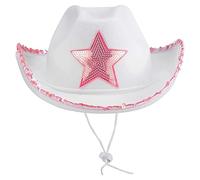 drburpily Sombrero de vaquero con decoración brillante y loca, suministros para fiestas de disfraces con sombrero de vaquero rosa para mujeres, adolescentes,
