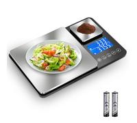 Drcowu Báscula de cocina digital de doble plataforma,1 g y 0,01 g de precisión, capacidad de 15 kg y 500 g, Ideal para alimentos, hornear, cocinar y joyas, Pantalla LCD y función de acumulación
