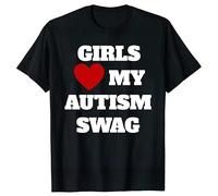 drdSED66DD Girls Love My Autism Swag Funny Autistic Boy Gifts T Shirts Black L