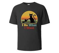drdSED66DD I Do What I Want Cat Pushing Down The Cup Printing Men T Shirts Black XXL