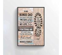 Dreacoss Letrero de aluminio para el día del padre con texto en inglés "To My Bonus Dad You Didnt Give Me The Gift of Life Thank You" para decoración de pared para el Día del Padre, cumpleaños