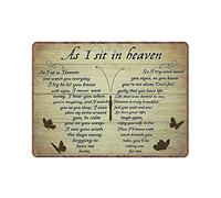Dreacoss Letrero de lata de mariposa con texto en inglés "As It Sit in Heaven And Watch You Everyday I Try to Let Know with Sings Never Went Away Hear", placa de metal para bar, pub, decoración de