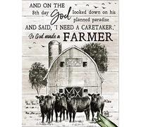 Dreacoss Letrero de metal rústico retro - Casa de campo Angus Cow So God Made A Farmer Farmhouse Vintage Metal Sign Country Farm Kitchen Wall Home Garden Decor Art 5.5 x 8 pulgadas