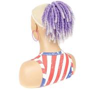 Dreadlock Curly Drawstring Ponytail, Short Clip in on Synthetic Ponytails, Hair Extensions for Women Daily Use(C)