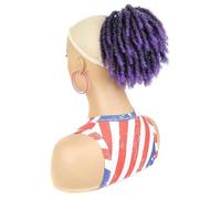 Dreadlock Curly Drawstring Ponytail, Short Clip in on Synthetic Ponytails, Hair Extensions for Women Daily Use(A)