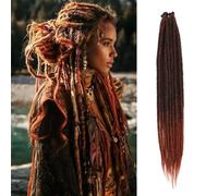 Dreadlock Extensions 24 Inch Synthetic Hippie Single Ended Dreads 10 Strands Ginger 0.6 cm Width Loc Extensions Reggae Style Crochet Hair for Women (1B/350, SE 10 Strands 24inch)