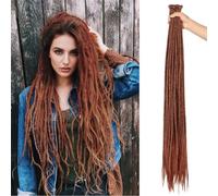 Dreadlock Extensions 24 Inch Synthetic Hippie Single Ended Dreads 10 Strands Ginger 0.6 cm Width Loc Extensions Reggae Style Crochet Hair for Women (350, SE 10 Strands 24inch)