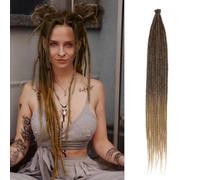 Dreadlock Extensions Sintéticas Hippies De 24 Pulgadas De Un Solo Extremo, De Color Marrón Degradado 0.6 cm De Ancho, Extensiones De Locs Estilo Reggae De Crochet (SE 10 Strands 24inch, 4/27)