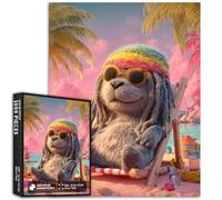 Dreadlocks Seal - Rompecabezas de 1000 piezas para adultos, diseño de palmera, playa, fondo artístico, desafiante, juegos de actividades familiares, coloridos rompecabezas de manualidades para