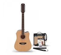 Dreadnought 12 String Electro Acoustic Guitar Natural 15W Acoustic Amp & Accessory Pack