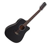 Dreadnought Cutaway 12 String Electro Acoustic Guitar by Gear4music Black