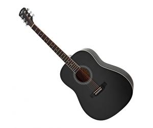 Dreadnought Left Handed Acoustic Guitar by Gear4music Black
