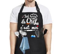 Dreaku - Delantal de cocina para hombre, color negro personalizado, impermeable, delantal de cocina, para hombre, ajustable, para regalo de fiesta de peres, San Valentín, Navidad, Papa, Style1., Talla