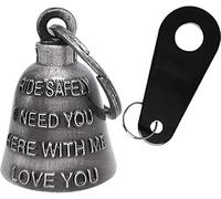 Dream Apparel Campana de motocicleta con colgador, accesorios de motocicleta para buena suerte, conducción segura, llavero de suerte, Ride Safely&i Need You Here With Me&Love U, grande