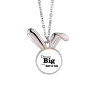 Dream Big And Dare To Fail - Collar con colgante de conejo con cita de conejo, joyería de regalo