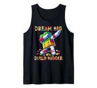 Dream Big Build Bigger Funny Blocks Bricks Master Builder Camiseta sin Mangas