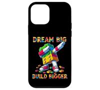 Dream Big Build Bigger Funny Blocks Bricks Master Builder Carcasa para iPhone 12 Mini