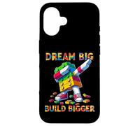 Dream Big Build Bigger Funny Blocks Bricks Master Builder Carcasa para iPhone 16