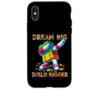 Dream Big Build Bigger Funny Blocks Bricks Master Builder Carcasa para iPhone X/XS