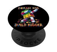 Dream Big Build Bigger Funny Blocks Bricks Master Builder PopSockets PopGrip Adhesivo