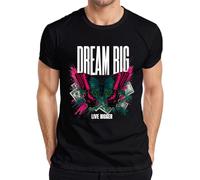 Dream Big Live Bigger Butterfly Dinero Camiseta para hombre, Negro , 3XL