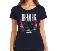 Dream Big Live Bigger Butterfly Dinero Camiseta para Mujer, azul marino, L
